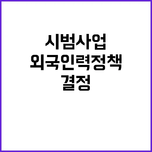 외국인력 정책 음식점업 범위 시범사업 결정!