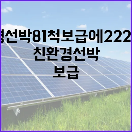 친환경 선박 81척 보급에 2223억 원 투자!