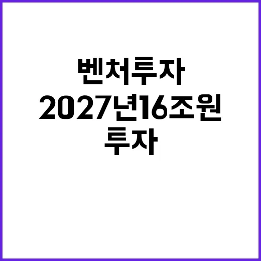 벤처투자 시장 2027년 16조 원 성장 예측!