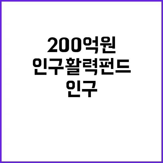 인구활력펀드 200억 원으로 지역 활력 증진!