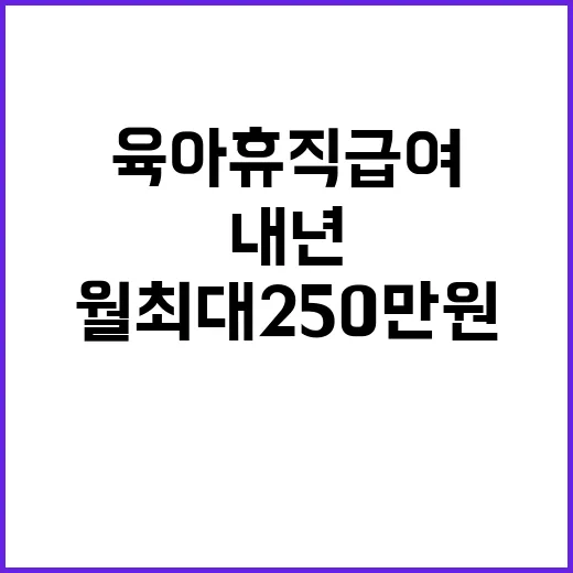 육아휴직급여 내년 월 최대 250만원 지원 발표!