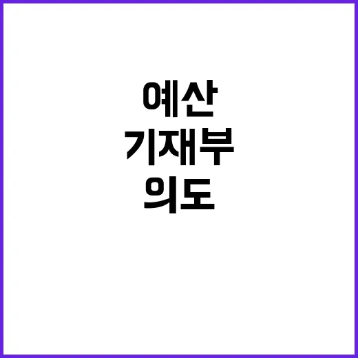 추경예산 기재부의 의도는 무엇인가?