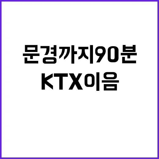 KTX이음 문경까지…