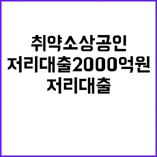 저리대출 2000억원 취약소상공인을 위한 기회!