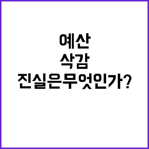 민생예산 삭감 기재부의 진실은 무엇인가?