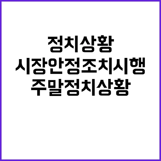 주말 정치상황 시장안정조치 시행 가능성 주목!