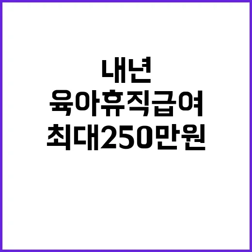 육아휴직 급여 내년 최대 250만 원 지급!