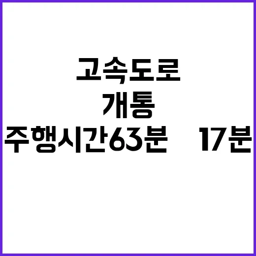 고속도로 개통 주행시간 63분 → 17분!