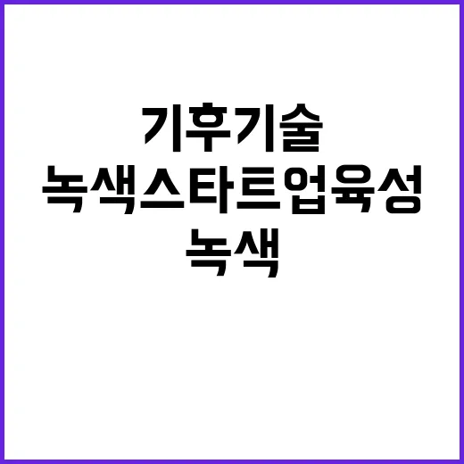 기후기술 유망 녹색 스타트업 육성 나선다!