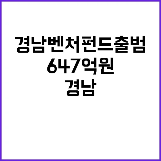 경남 벤처펀드 출범 647억 원 투자 기대!