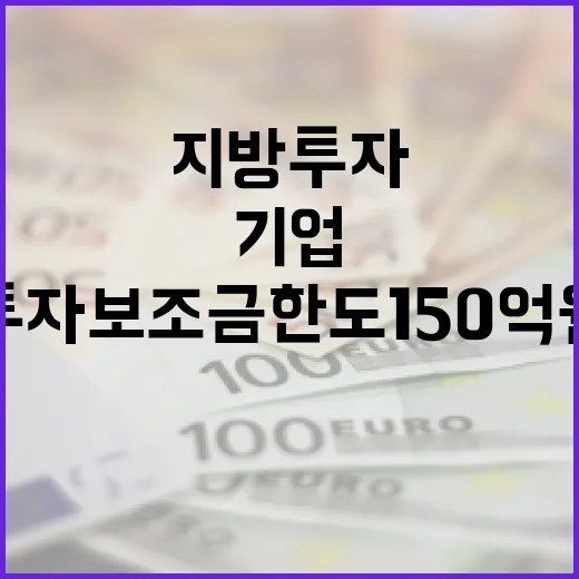 지방투자 보조금 한도 150억원 기업들 주목해!