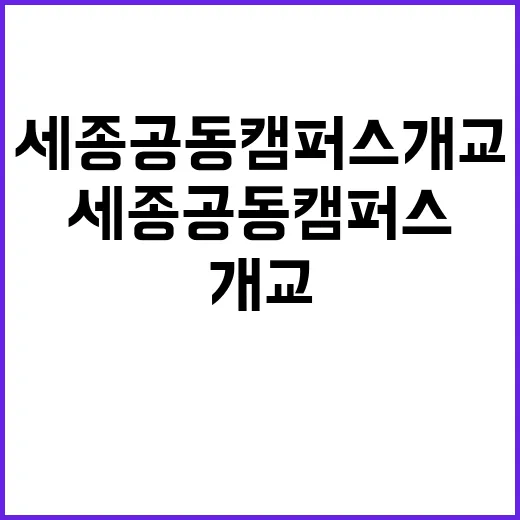 세종 공동캠퍼스 개교 서울대 포함 7개 대학!