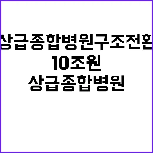 10조 원 상급종합병원 구조전환 시작된다! 