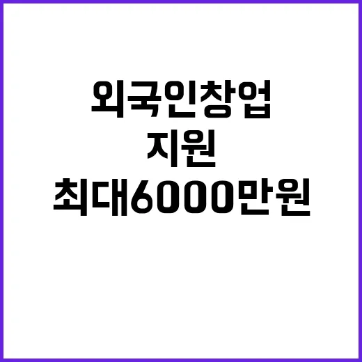 외국인 창업 지원 최대 6000만원 가능성 공개!