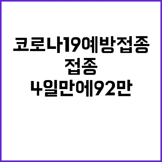 전국민 코로나19 예방접종 4일 만에 92만 달성!