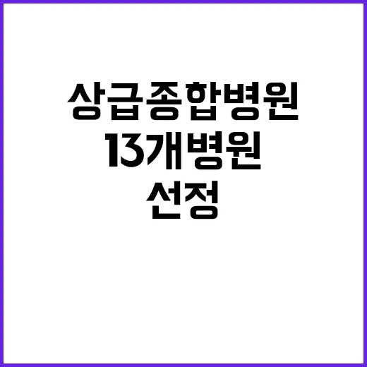 상급종합병원 선정 소식 13개 병원 축하한다!