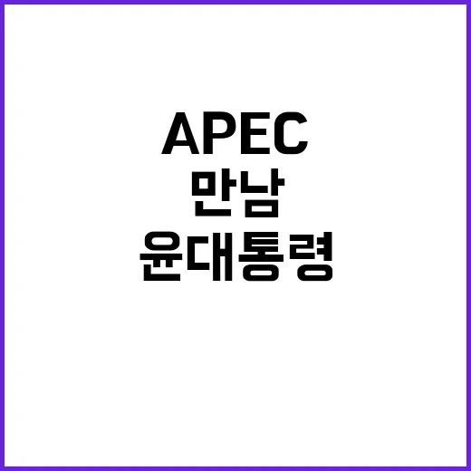 APEC 대화 윤 대통령의 특별한 만남과 전망!