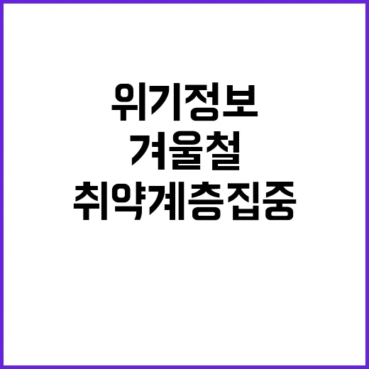 겨울철 위기정보 취약계층 집중 발굴 방법 공개!