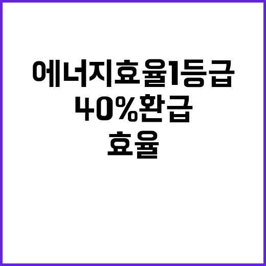 에너지 효율 1등급, 구입비 40% 환급 가능!