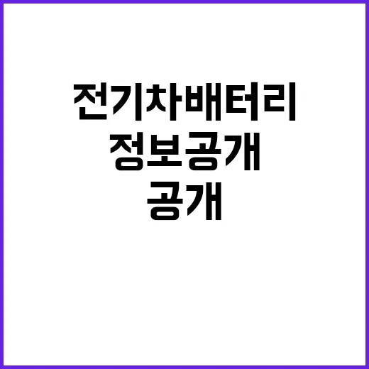 전기차 배터리 정보 공개로 소비자 신뢰 높아진다!