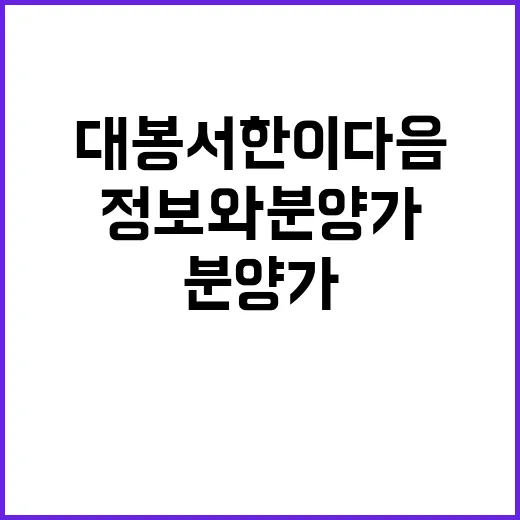 대봉 서한이다음 청약 정보와 분양가 누가 알리나?