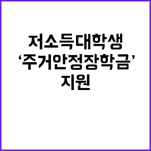 ‘주거안정장학금’ 저소득 대학생 위한 특별 지원 확대!