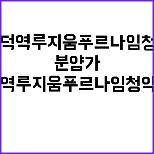 명덕역 루지움 푸르나임 청약 일정 분양가 궁금해?