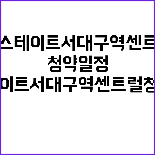 힐스테이트 서대구역 센트럴 청약 일정 및 조건 공개!