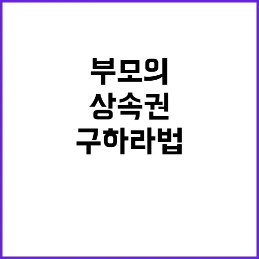 구하라법 통과 부모의 자녀 상속권 사라졌다!