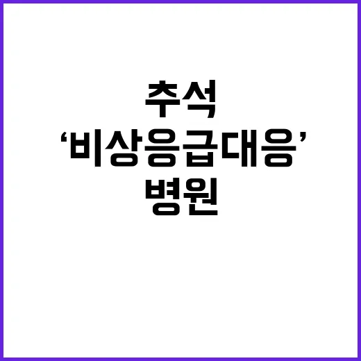 ‘비상응급 대응’ 4000개 병원 추석 연휴 안전 보장!