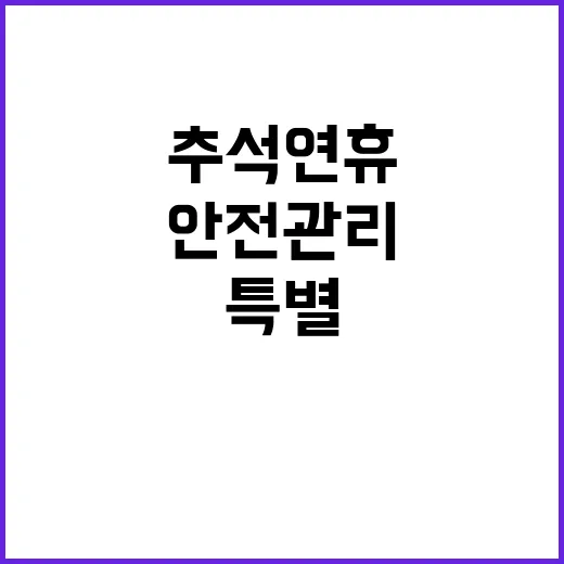 안전관리대책 추석 연휴 특별 상황 관리체계 공개!