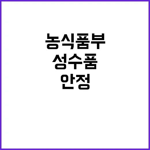 성수품 안정 농식품부의 비밀 계획 공개!