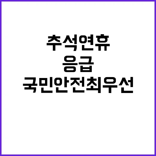 ‘추석 연휴’ 속 응급 상황 국민 안전 최우선!