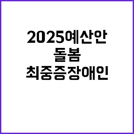 2025 예산안 최중증 장애인 돌봄 혁신 예정!