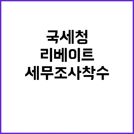 국세청 리베이트 의혹 47개 업체 세무조사 착수!