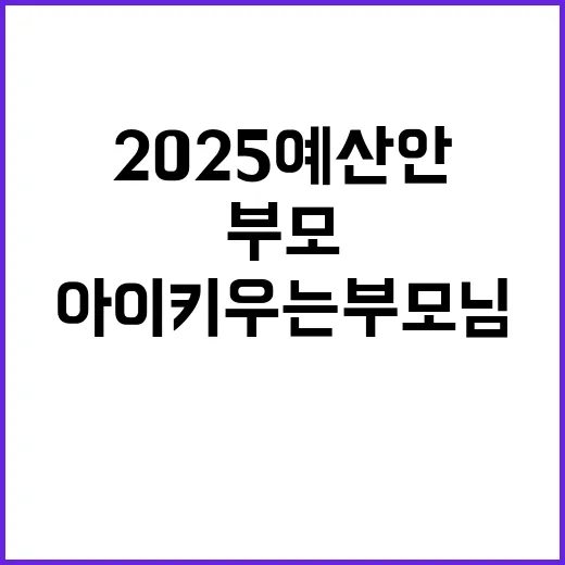 ‘2025 예산안’ 아이 키우는 부모님들에게 큰 힘!