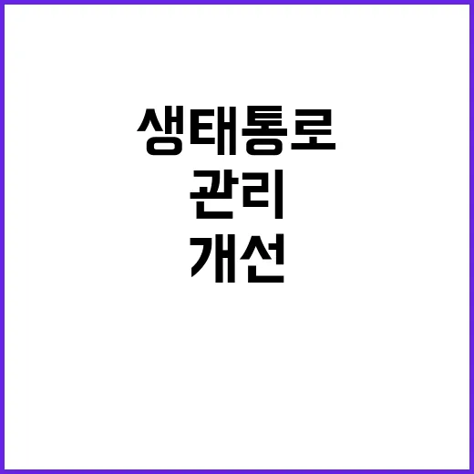 생태통로 관리 개선 추진 소식 공개!