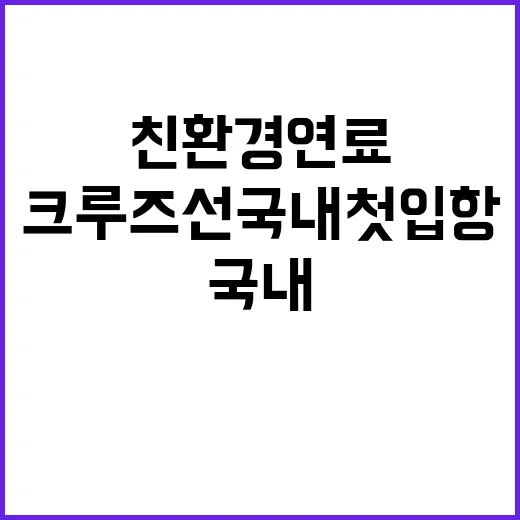 친환경연료 크루즈선 국내 첫 입항! 놀라운 순간!