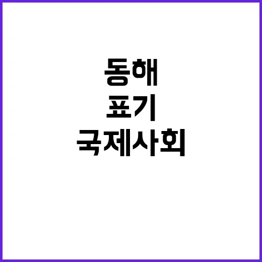 동해 표기 국제사회 공감대 이루는 방법 공개!