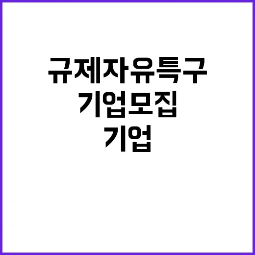 규제자유특구 기업 모집 기회 놓치지 마세요!