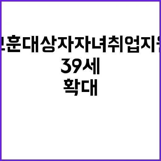 보훈대상자 자녀 취업 지원 연령 39세로 확대!