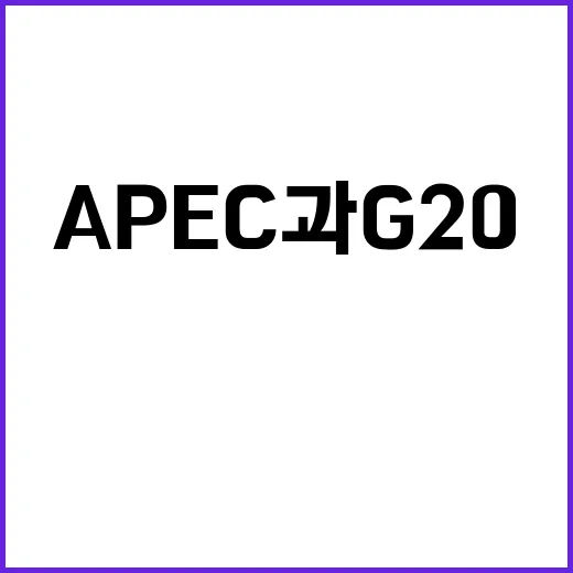 APEC과 G20 글로벌 리더들의 중요한 만남!