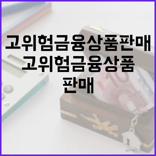 금융위 발표 고위험 금융상품 판매 규제 미비의 진실!