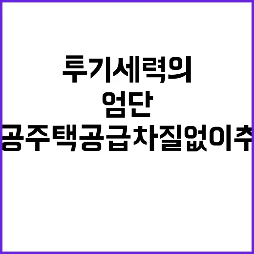 투기세력의 엄단! 공공주택 공급 차질 없이 추진.