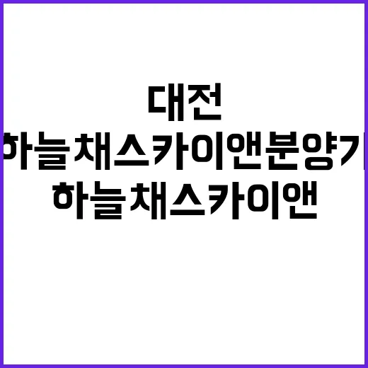 대전 하늘채 스카이앤 분양가 및 인기 요인 분석