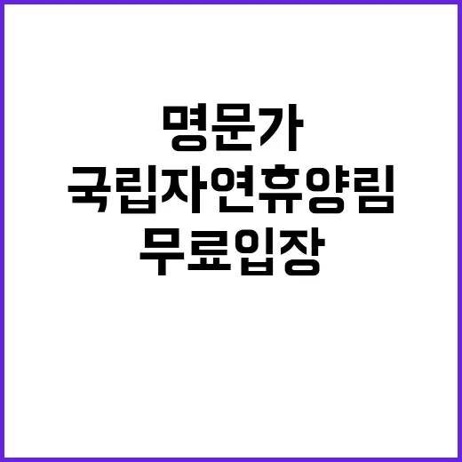 명문가 무료 입장 국립자연휴양림 혜택 공개!