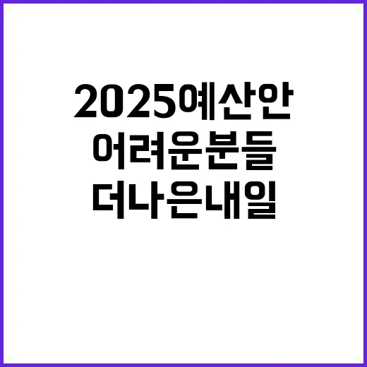 2025 예산안 어려운 분들 더 나은 내일!