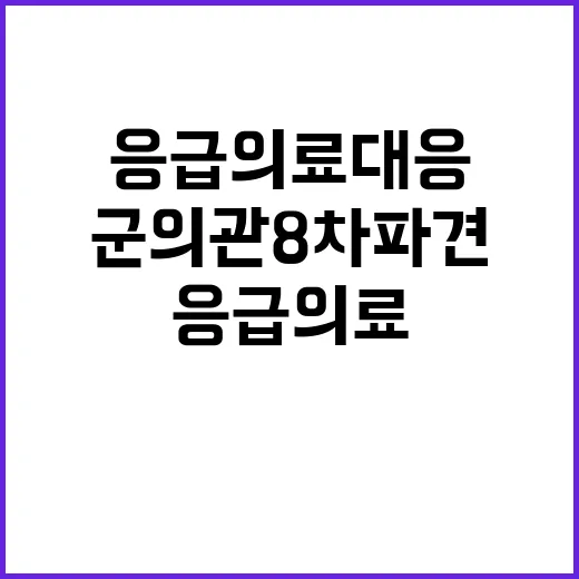 응급의료 대응 군의관 8차 파견으로 해결된다!