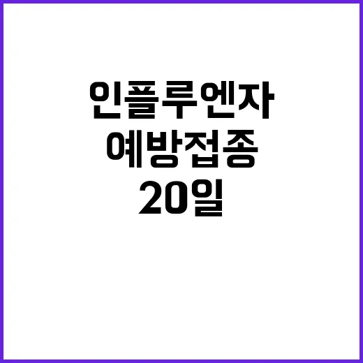 인플루엔자 예방접종 20일 시작! 건강 지키기!