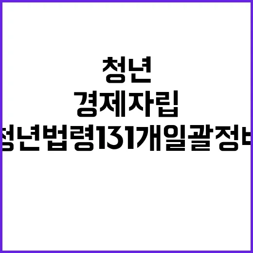 경제자립 청년 법령 131개 일괄 정비 발표!